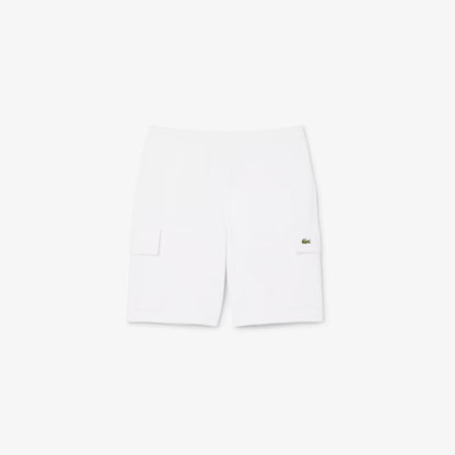 LACOSTE Men's Cotton Fleece Cargo Shorts Men-White-GH9743-51