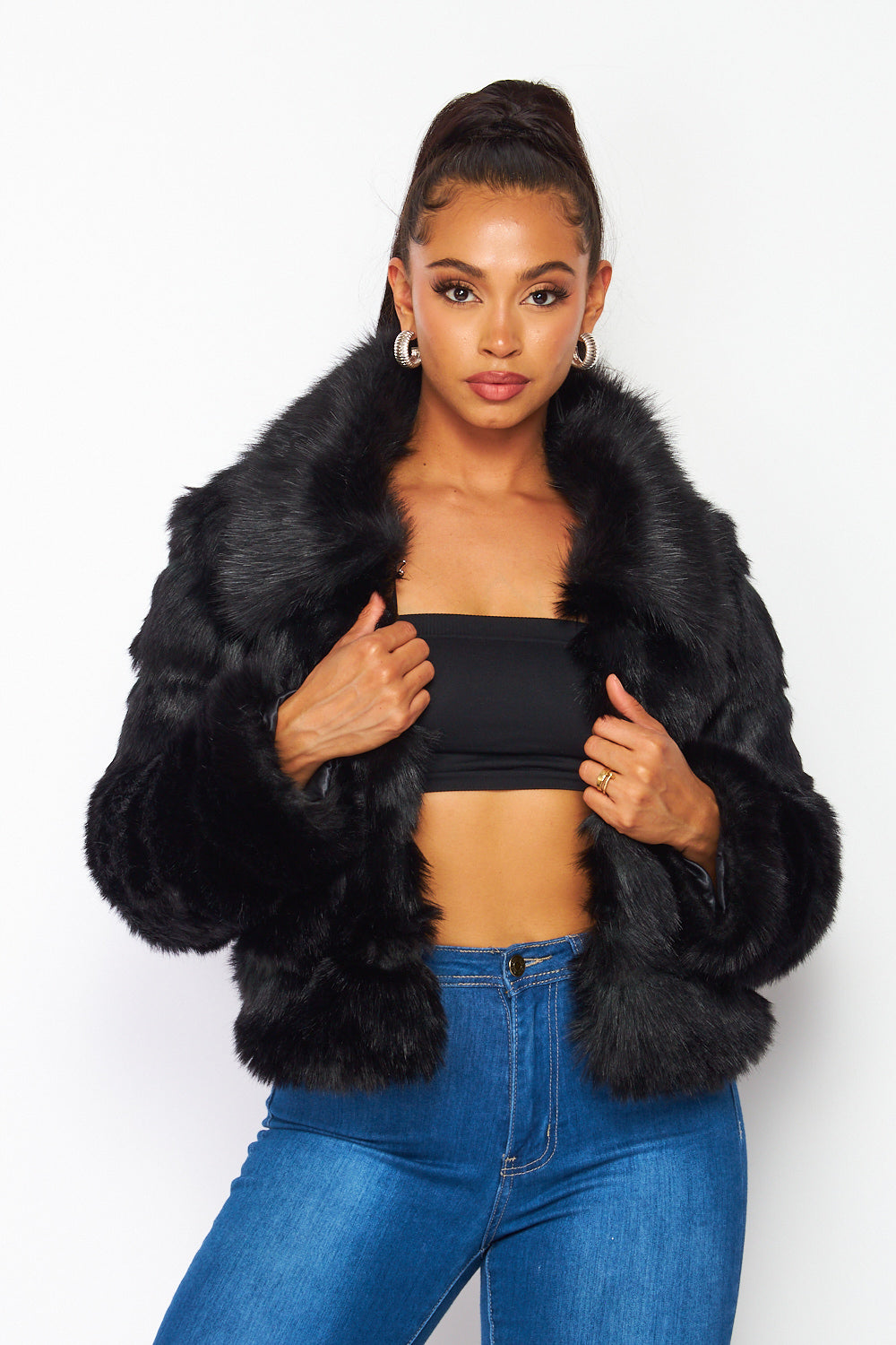 Hot & Delicious - Faux Fur Jacket - Black