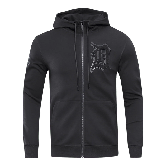 PRO STANDARD MLB DETROIT TIGERS TRIPLE BLACK ZIPPER HOODIE