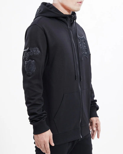 PRO STANDARD MLB DETROIT TIGERS TRIPLE BLACK ZIPPER HOODIE
