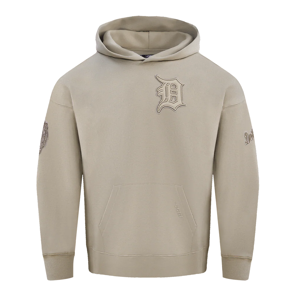 PRO STANDARD MLB DETROIT TIGERS NEUTRAL DROP SHOULDER MEN'S PULLOVER HOODIE