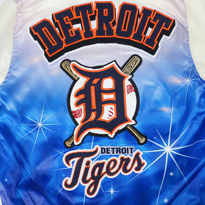 PRO STANDARD DETROIT TIGERS SUBLIMATED SATIN JACKET  EGGSHELL/MIDNIGHT NAVY