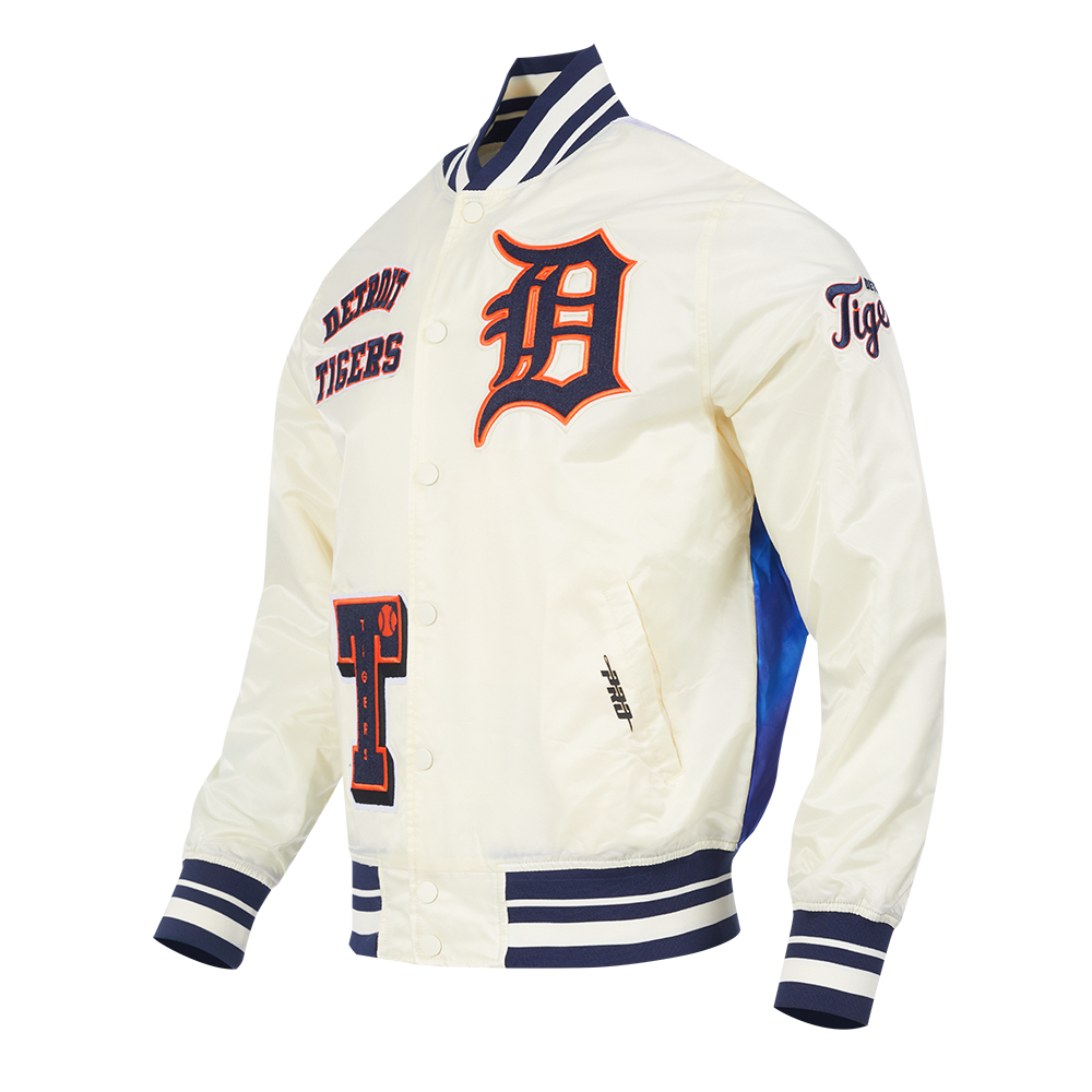 PRO STANDARD DETROIT TIGERS SUBLIMATED SATIN JACKET  EGGSHELL/MIDNIGHT NAVY