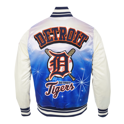 PRO STANDARD DETROIT TIGERS SUBLIMATED SATIN JACKET  EGGSHELL/MIDNIGHT NAVY