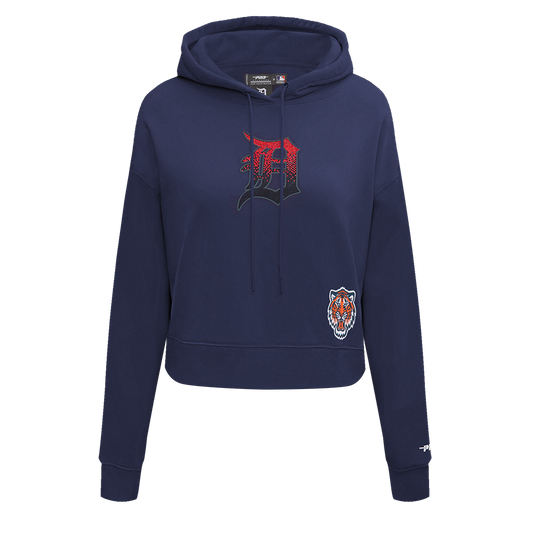 PRO STANDARD DETROIT TIGERS JEWELS W FLC CROPPED PO HOODIE, MIDNIGHT NAVY