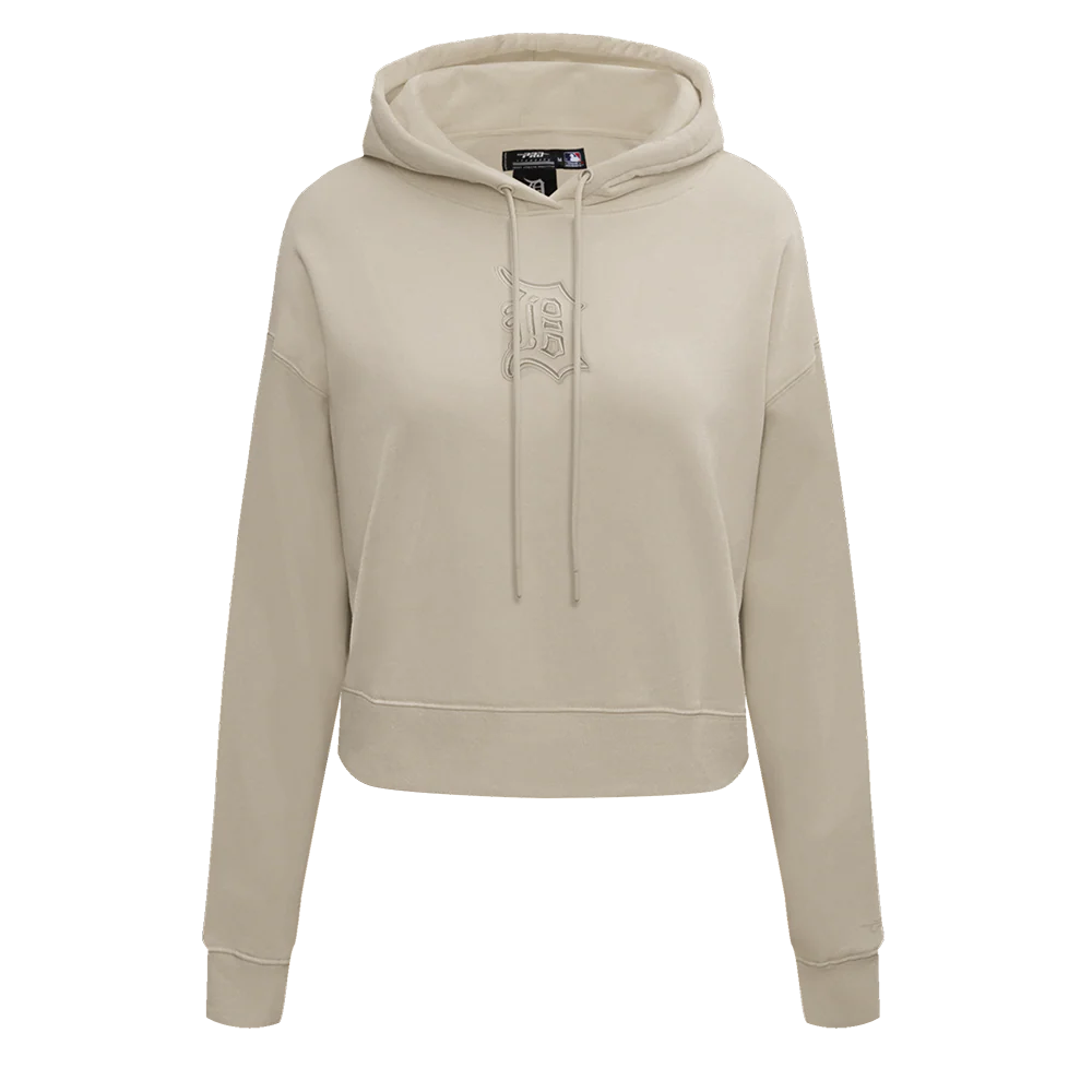 PRO STANDARD MLB DETROIT TIGERS NEUTRAL CROPPED WOMEN'S PULLOVER HOODIE