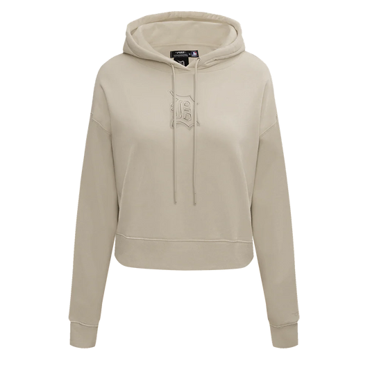 PRO STANDARD MLB DETROIT TIGERS NEUTRAL CROPPED WOMEN'S PULLOVER HOODIE