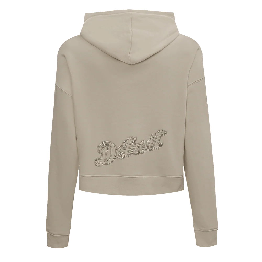 PRO STANDARD MLB DETROIT TIGERS NEUTRAL CROPPED WOMEN'S PULLOVER HOODIE