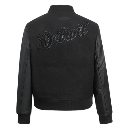 PRO STANDARD MLB DETROIT TIGERS TRIPLE BLACK WOMEN'S WOOL VARSITY JACKET