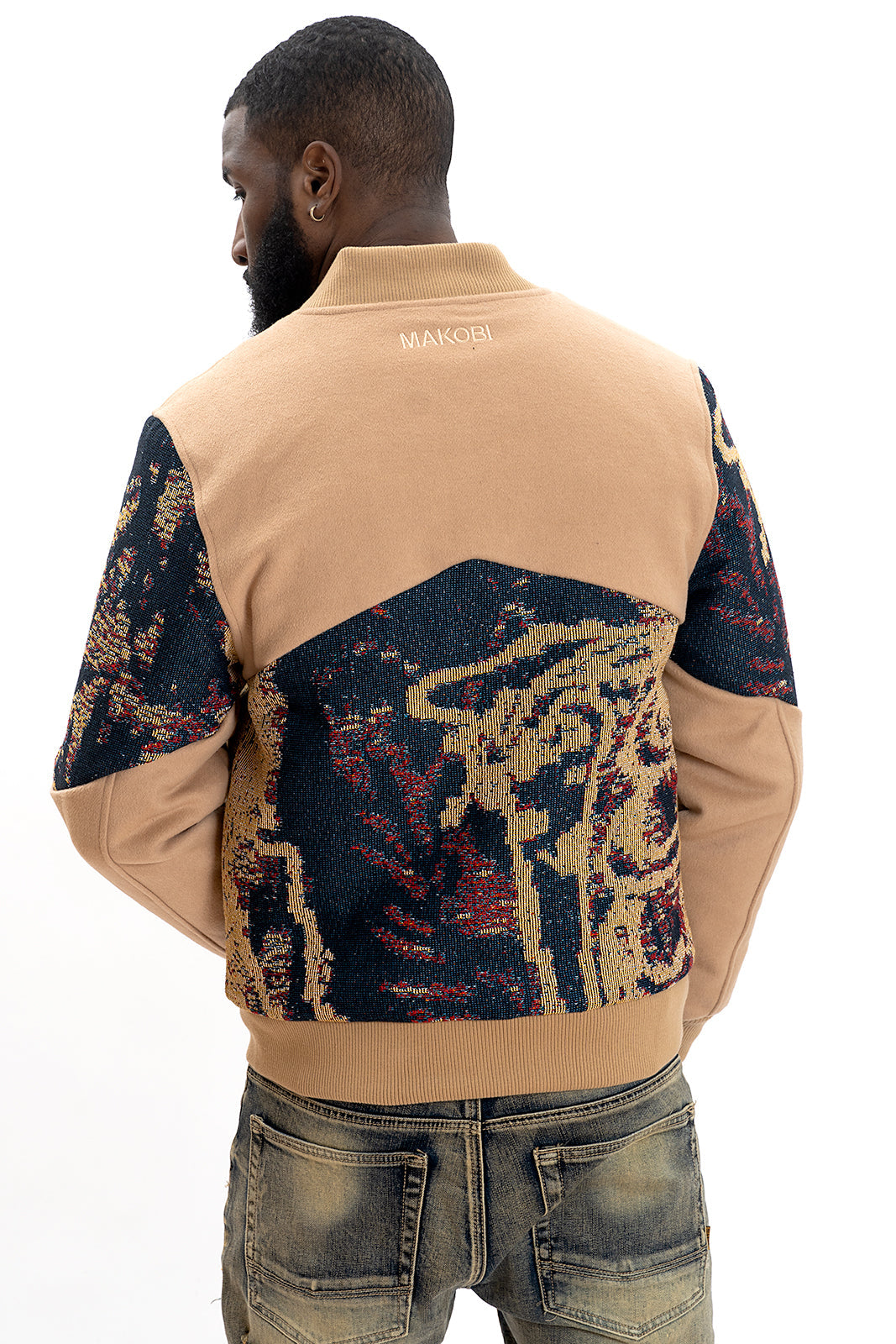 Makobi M1099 Bagnoli Tapestry Varsity Jacket - Khaki
