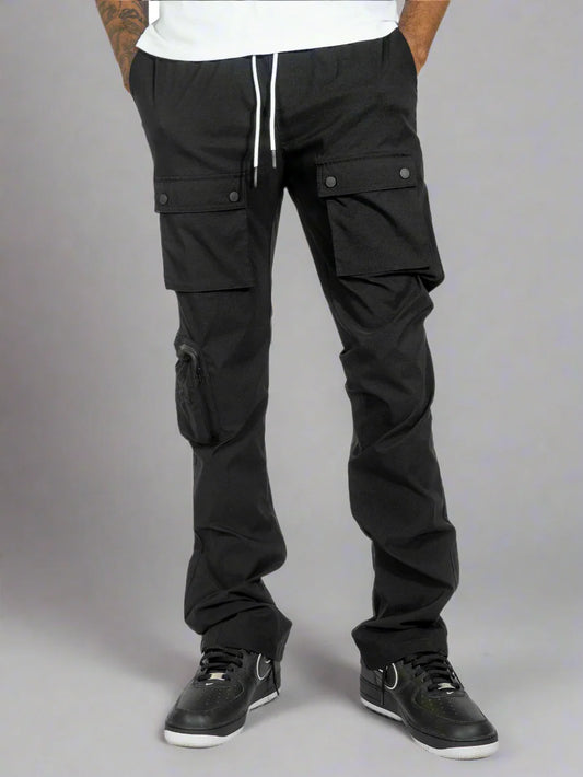MAKOBI Sartoni Nylon Stacked Pants - Black-(M1625)