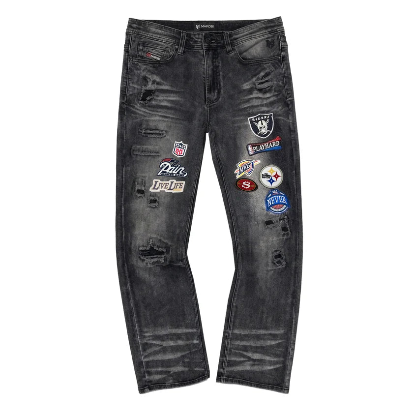 MAKOBI MEN'S NEVER BACK DOWN JEAN (M1754)