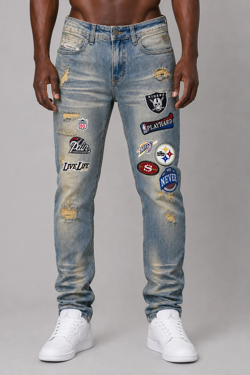 MAKOBI MEN'S NEVER BACK DOWN JEAN (M1754)