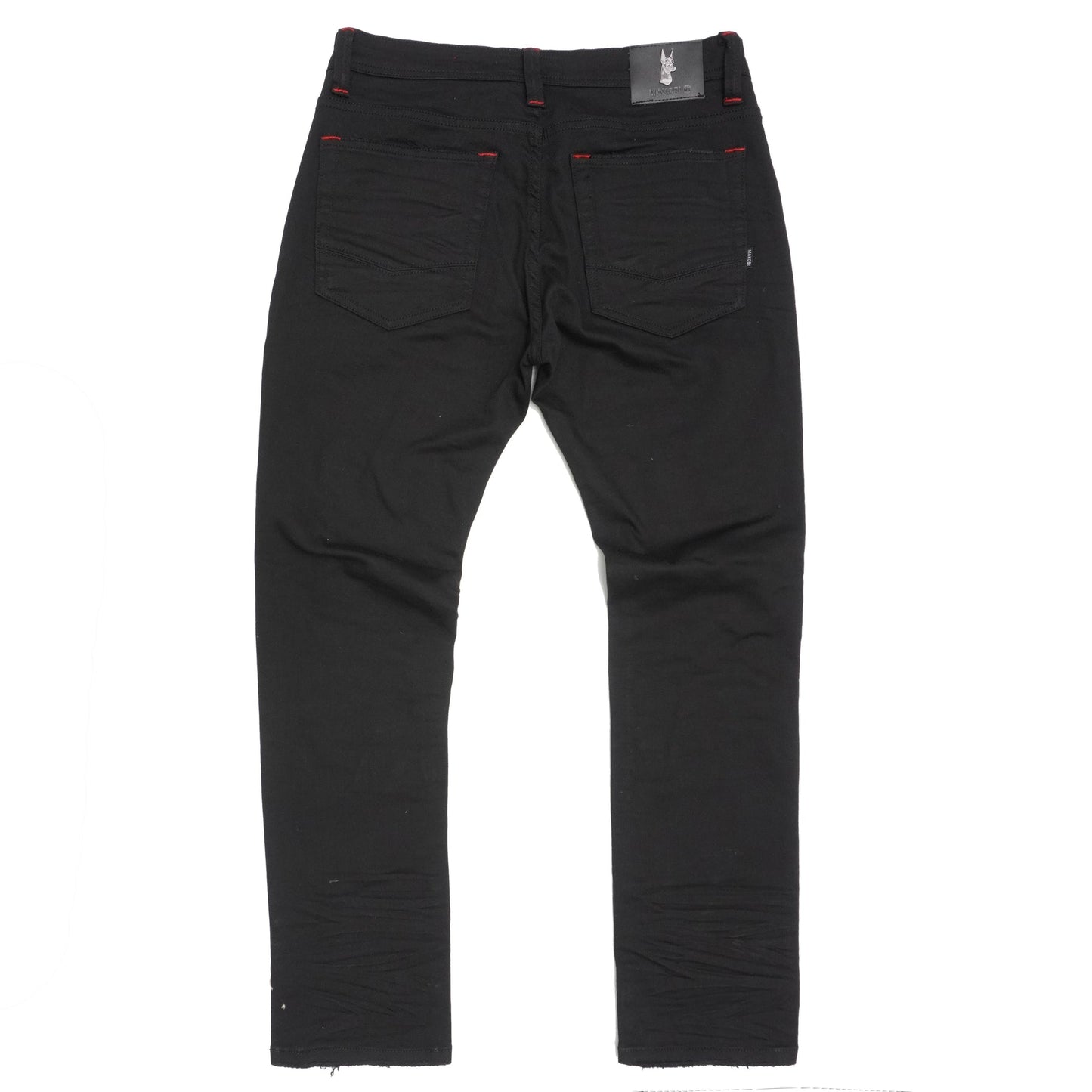 M1773 Makobi Amalfi Denim Jeans With Underlay - Black/Red