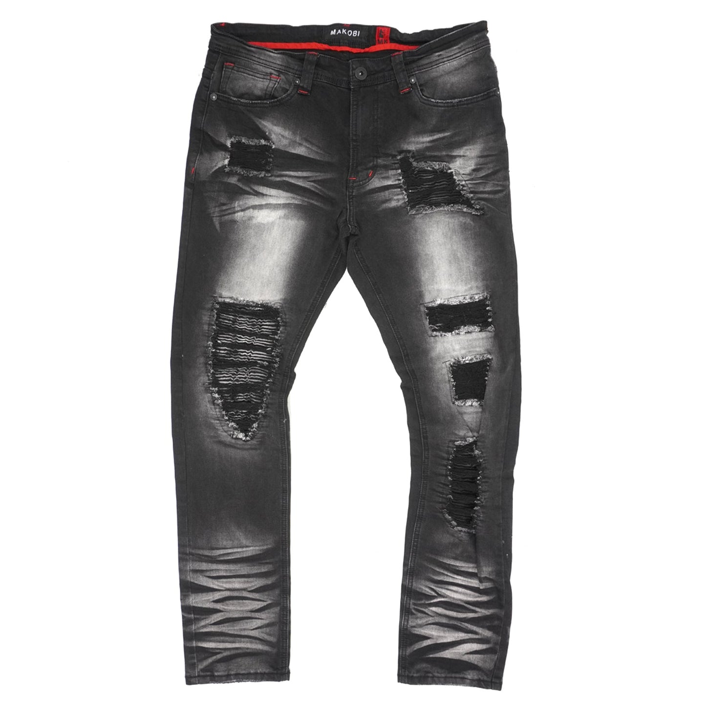 M1780 Makobi Pensacola Shredded Jeans - Black Wash