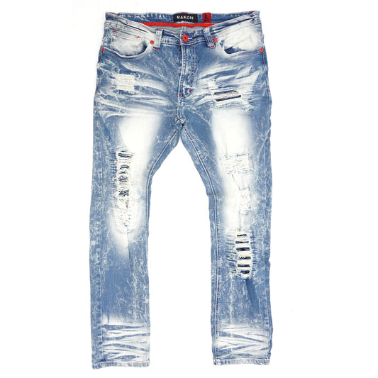 M1780 Makobi Pensacola Shredded Jeans - Light Wash