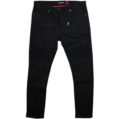 M1786 MAKOBI BIKER JEANS W/RIP REP