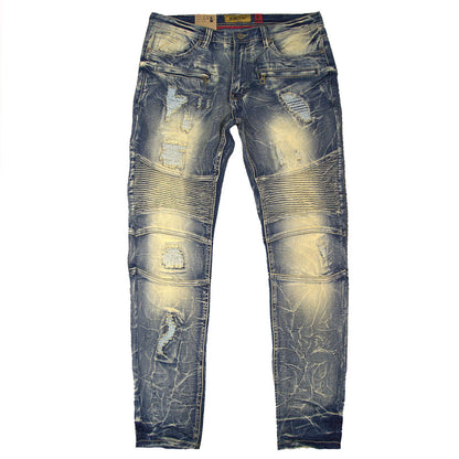 M1786 MAKOBI BIKER JEANS W/RIP REP