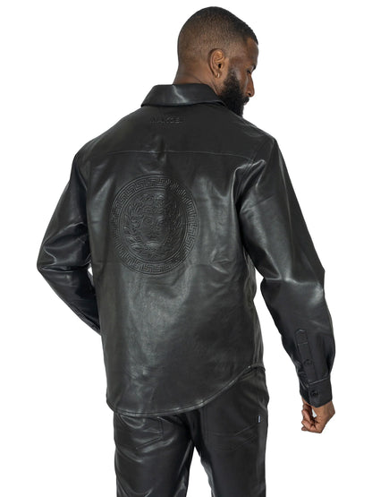 MAKOBI M1867 Romano Vegan leather Button-Down Shirt