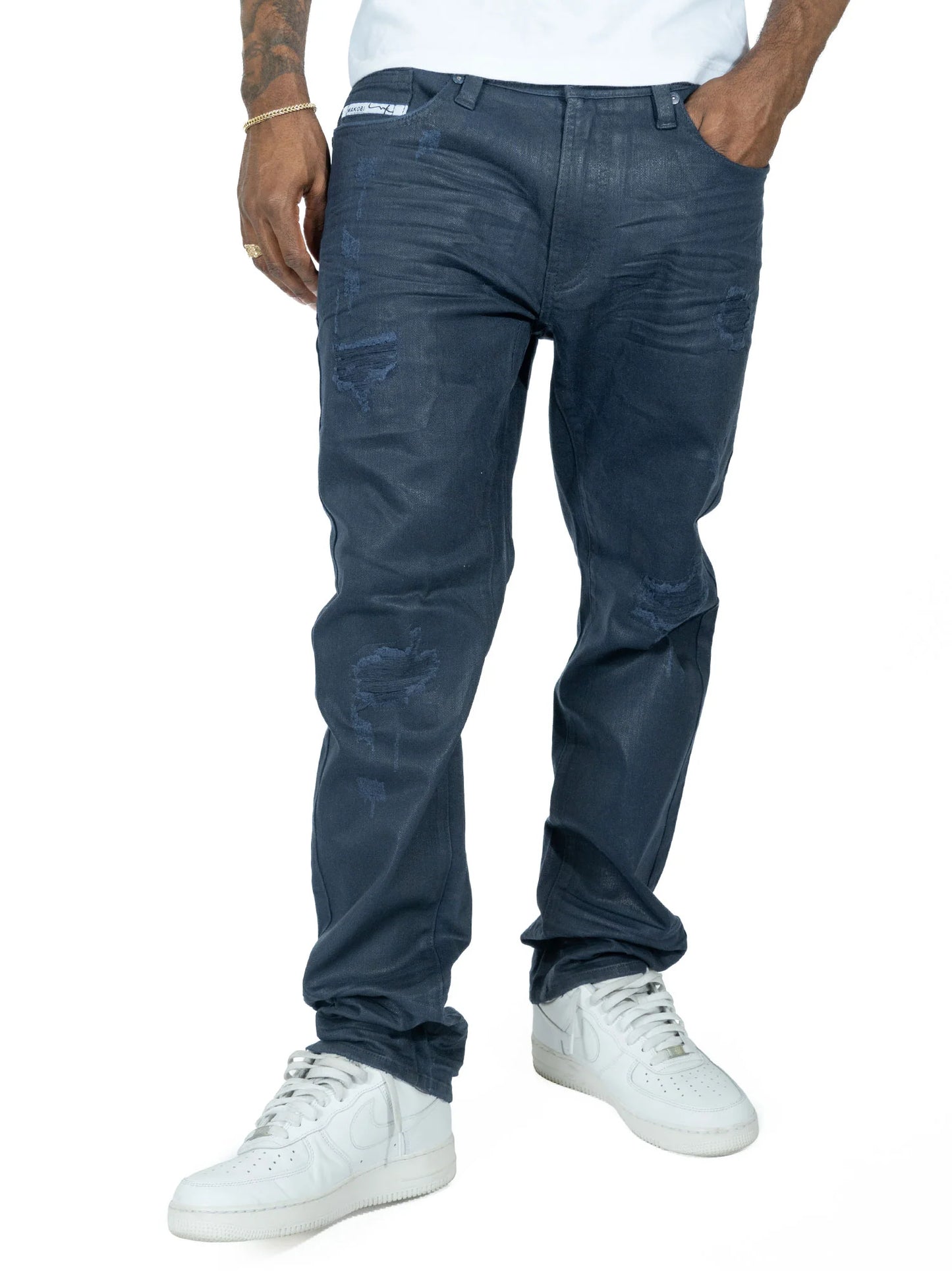 M1901 Makobi Segreto Waxed Jeans - Navy