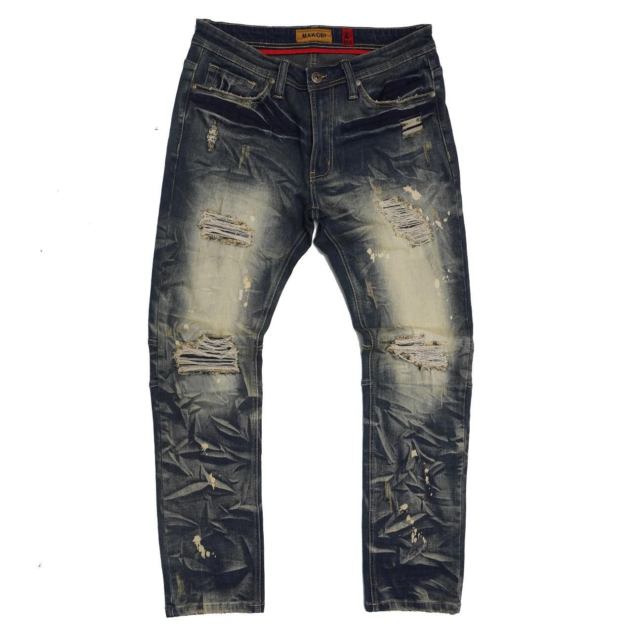 M1911 MAKOBI DISTRESSED SHREDDED JEANS