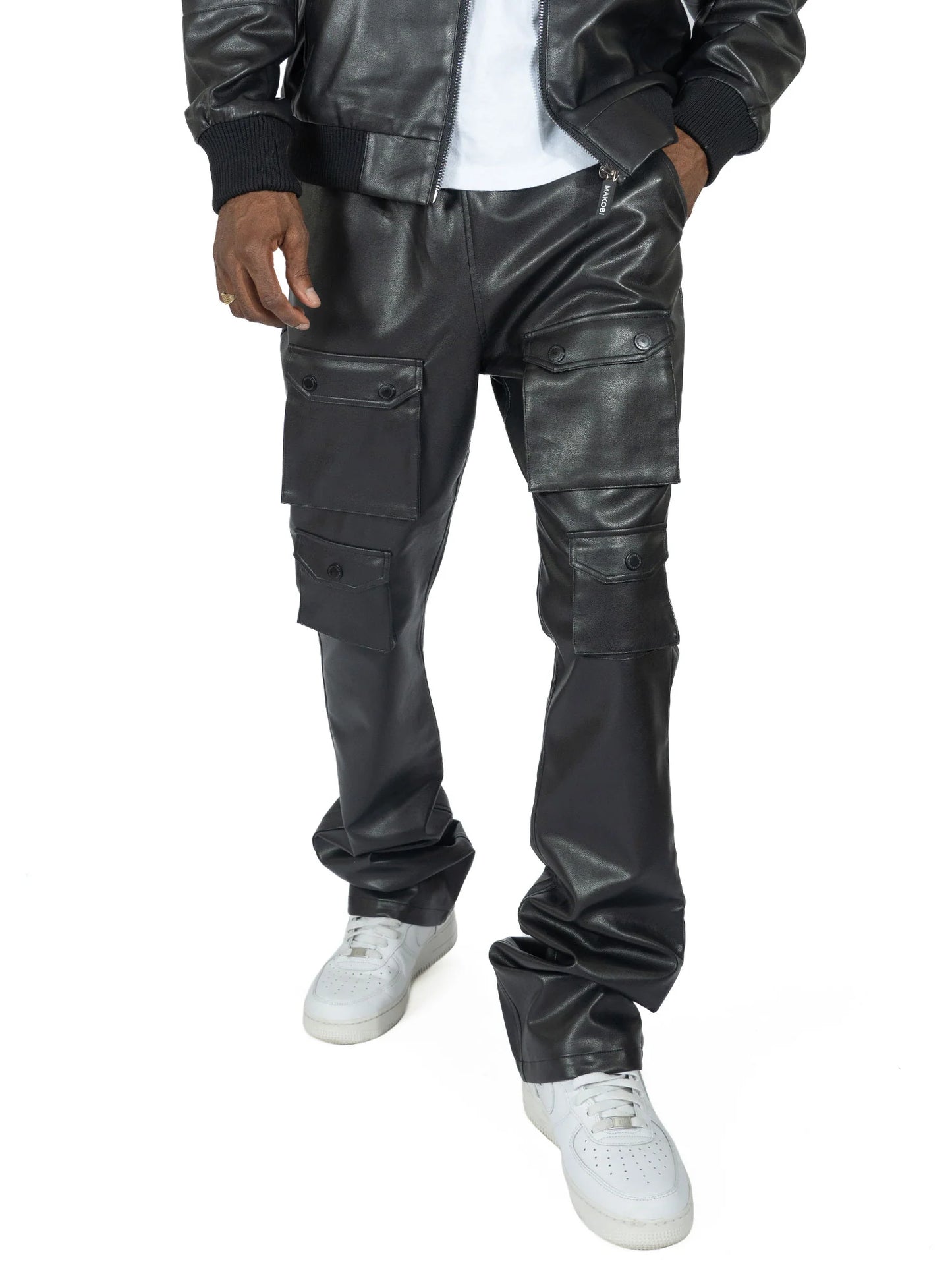 MAKOBI  Romano Vegan Leather Stacked Pants M1927