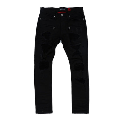 M1944 Makobi Pipa Shredded Jeans - Black/Black