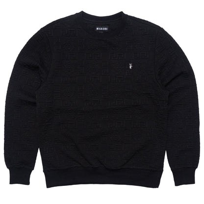 Makobi M4232 Bianchi Jacquard Crewneck Sweatshirt - Black