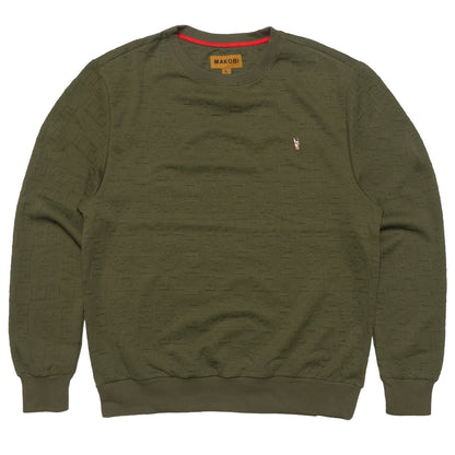 Makobi M4232 Bianchi Jacquard Crewneck Sweatshirt - Olive