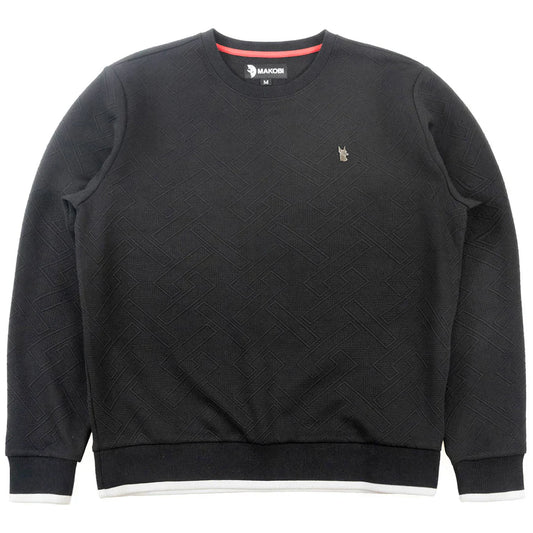 M4390 MAKOB- Beanchi Jacquard Crewneck -BLACK