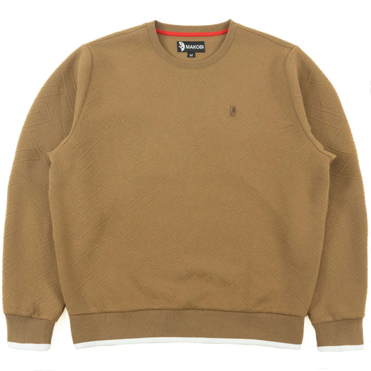 M4390 MAKOBI-Beanchi Jacquard Crewneck - Mocha