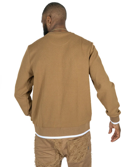 M4390 MAKOBI-Beanchi Jacquard Crewneck - Mocha