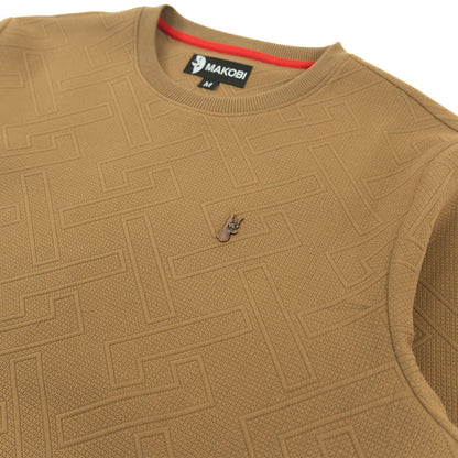 M4390 MAKOBI-Beanchi Jacquard Crewneck - Mocha