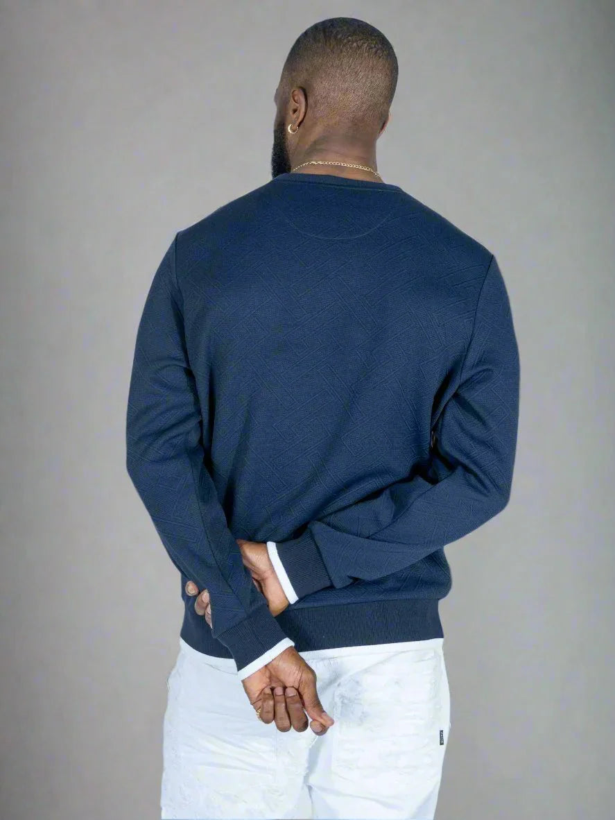 M4390 MAKOBI-Beanchi Jacquard Crewneck - Navy