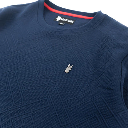 M4390 MAKOBI-Beanchi Jacquard Crewneck - Navy