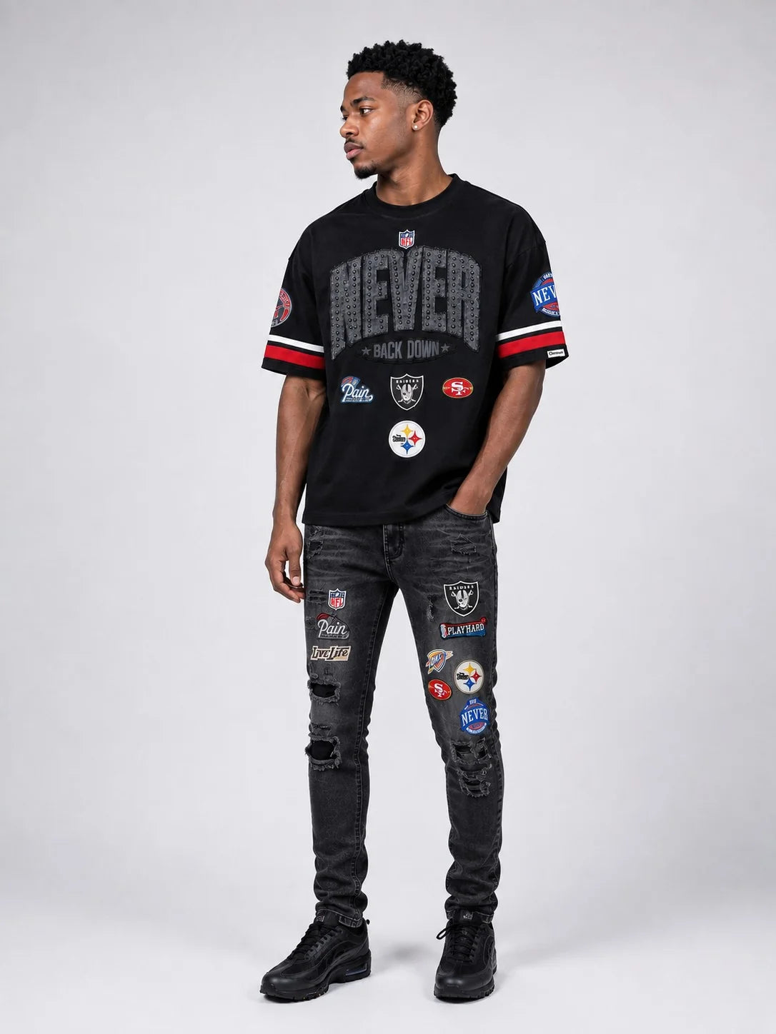 MAKOBI MEN'S NEVER BACK DOWN JEAN (M1754)