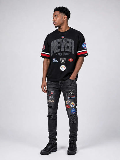 MAKOBI MEN'S NEVER BACK DOWN JEAN (M1754)