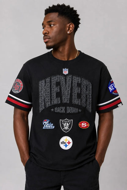 MAKOBI MEN'S NEVER BACK DOWN BOXED TEE (M454)