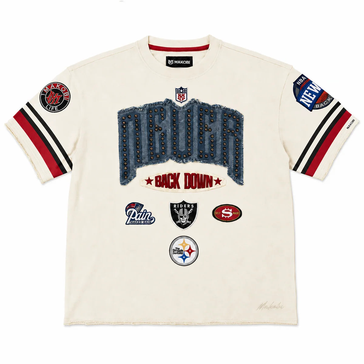MAKOBI MEN'S NEVER BACK DOWN BOXED TEE (M454)