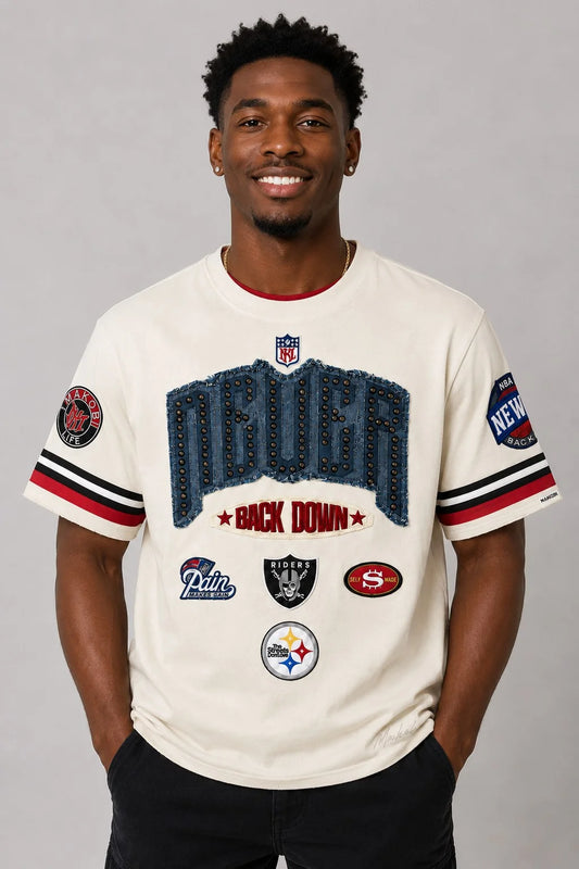 MAKOBI MEN'S NEVER BACK DOWN BOXED TEE (M454)