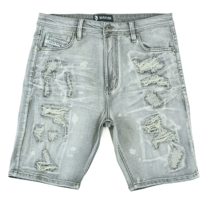 MAKOBI Amato Denim Shorts - Gray Wash- (M607)