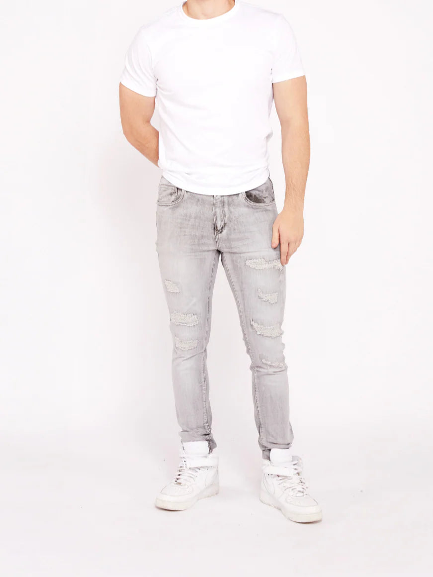 Waimea Men's Skinny Jeans with Rips & Repair-M8496D