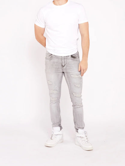 Waimea Men's Skinny Jeans with Rips & Repair-M8496D