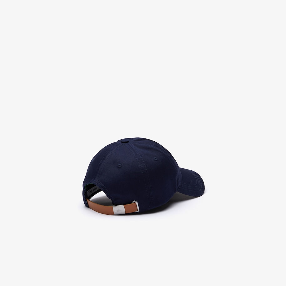 Lacoste - Contrast Strap And Oversized Crocodile Cotton Hat - Navy