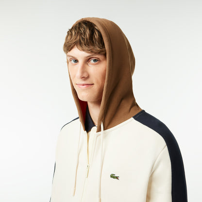 Lacoste - Men's Color block Hoodie - White/Brown/Navy