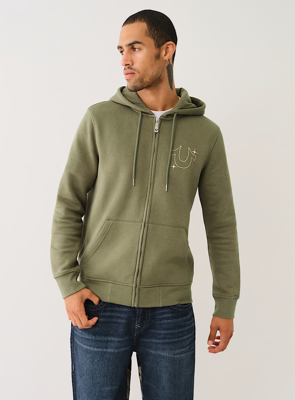 true religion ジップパーカー　グリーン TRUE RELIGION BUDDHA STAR ZIP HOODIE-GREEN – Shop VIP Wear