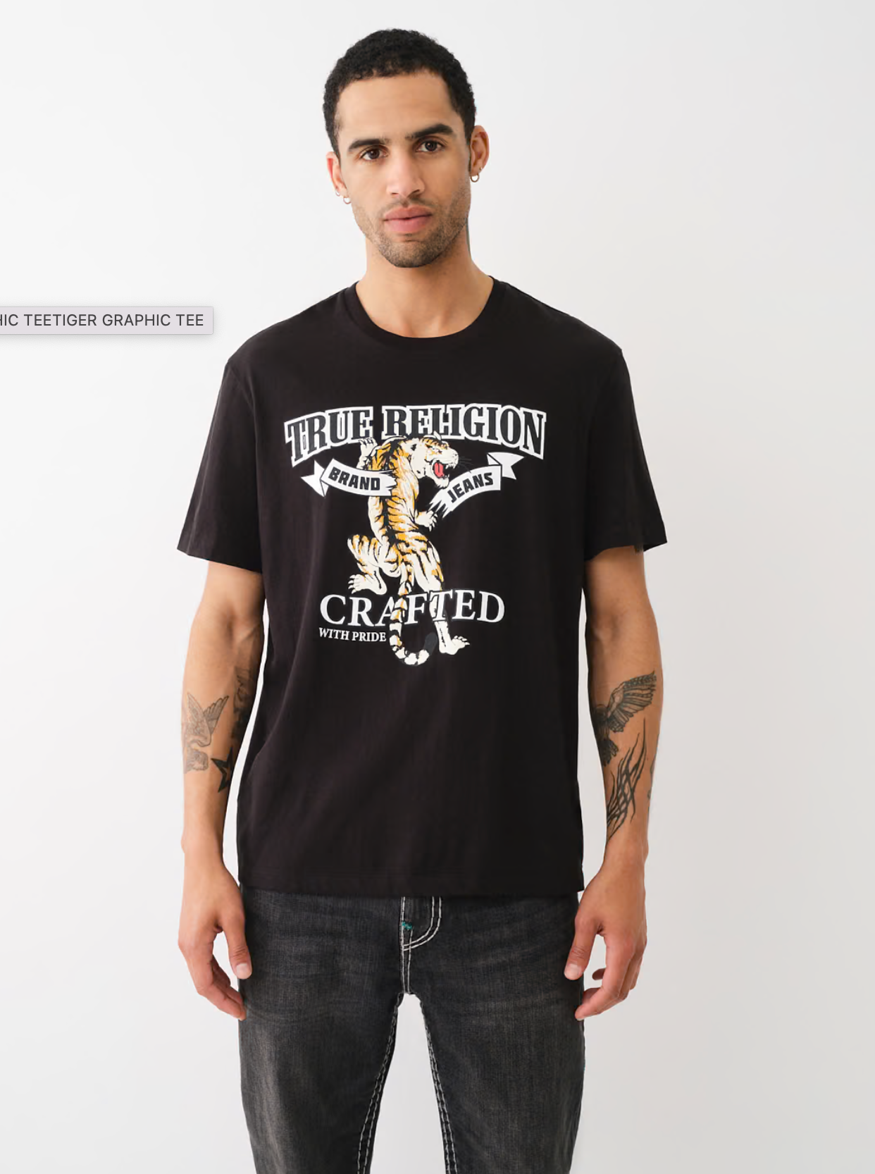 TRUE RELIGION TIGER GRAPHIC TEE-BLACK