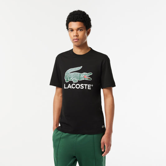 Lacoste - Men's Cotton Jersey Signature Print Shirt - Black