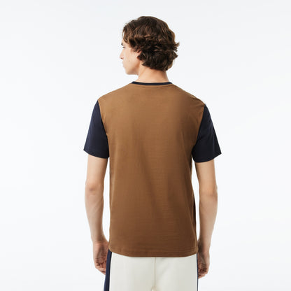 Lacoste - Men's Regular Fit Color block Jersey Shirt - Brown/Navy