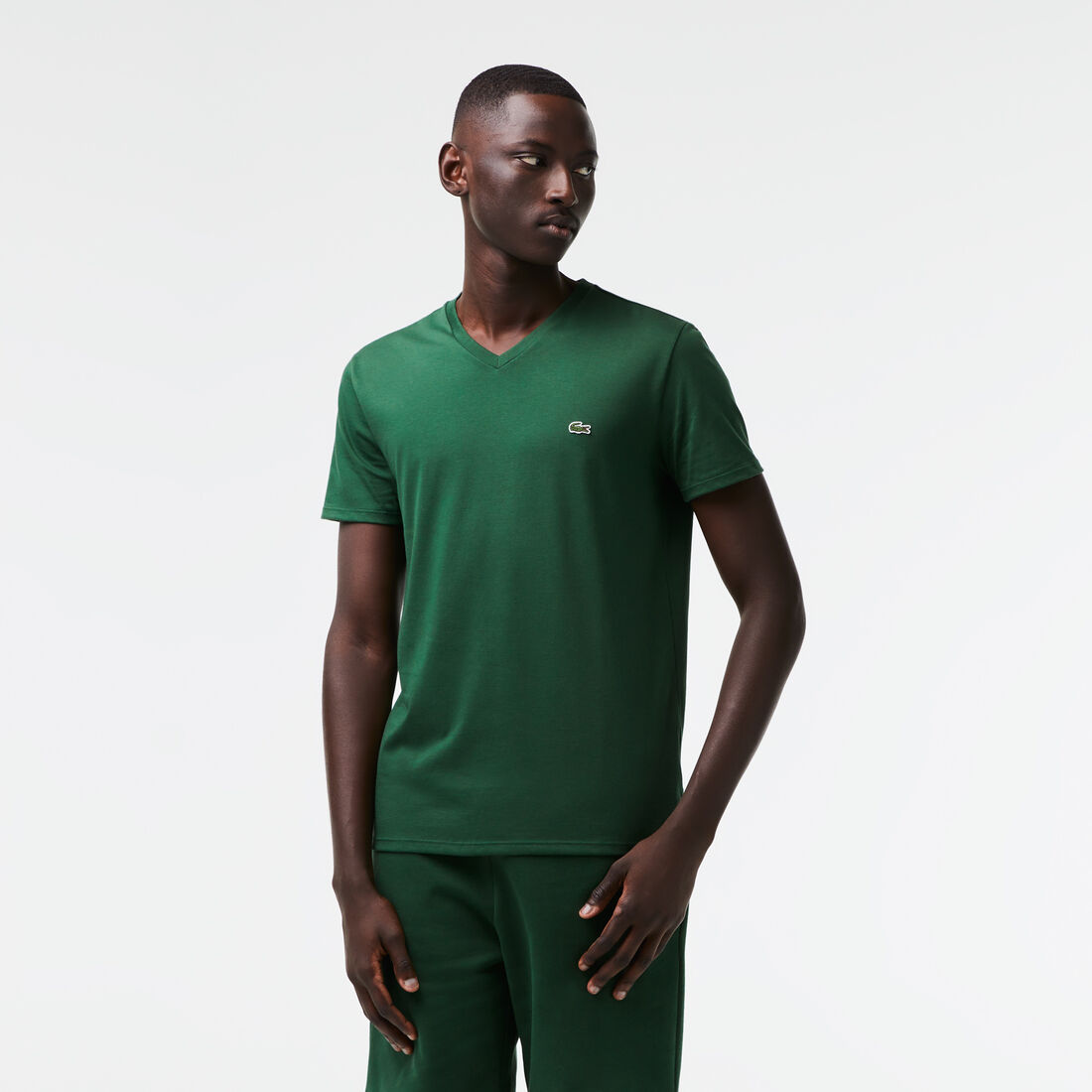 Lacoste - Pima Cotton Jersey T-Shirt, V-Neck - Green